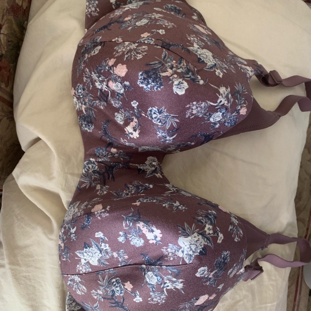 Cacique Backsmoother Underwire Mauve Floral Moulded Bra
